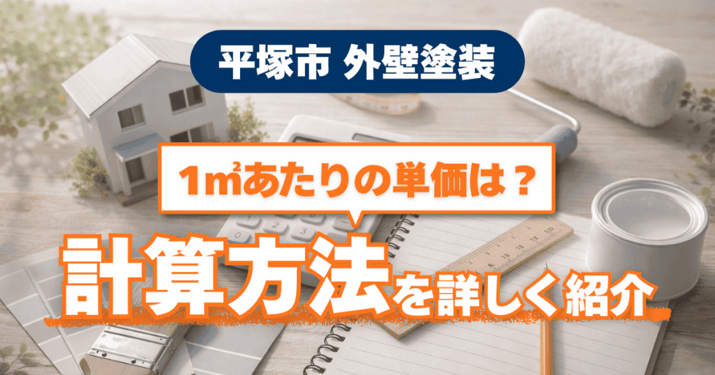 平塚市の外壁塗装で1㎡単価の計算方法を解説するイメージ