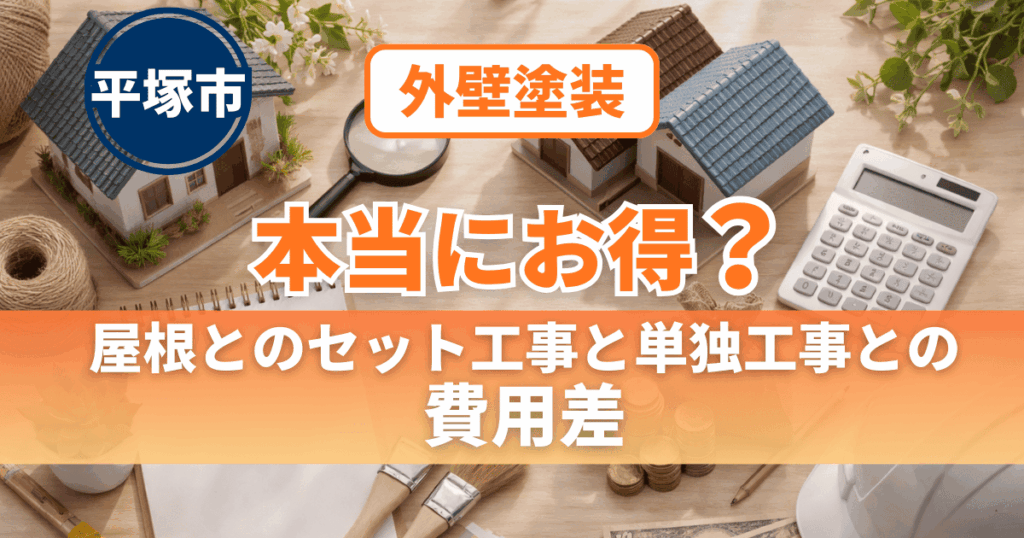 平塚市で屋根と外壁の工事費用差を解説するイメージ