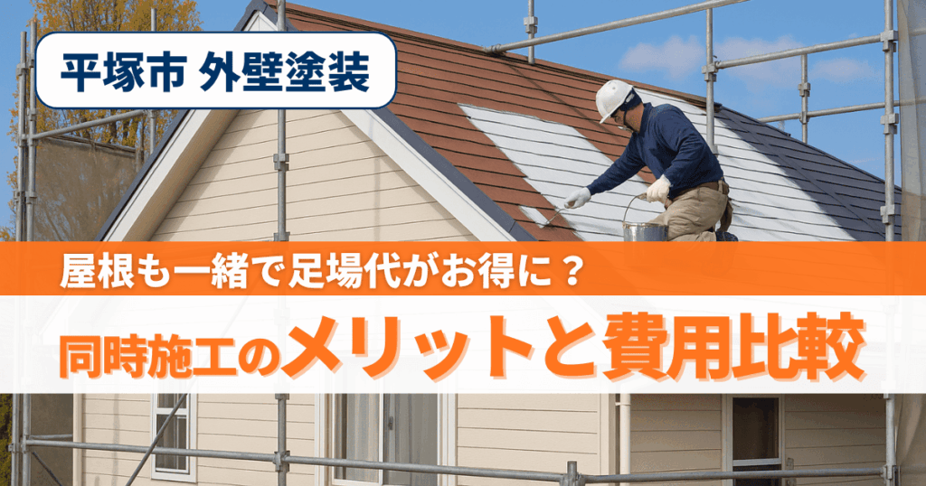 平塚市で外壁と屋根を同時塗装するメリットを解説するイメージ