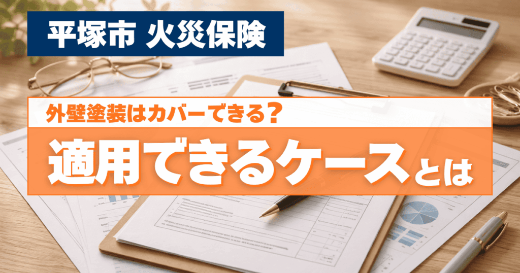 平塚市で火災保険と外壁塗装の関係を解説するイメージ